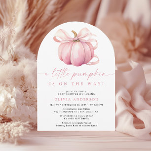 Invitation Aquarelle Petit Citrouille rose Baby shower fille