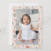 Invitation Aquarelle Petit Fleur sauvage 1er anniversaire (Dos)