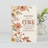 Invitation Aquarelle Petit Fleur sauvage 1er anniversaire (Debout devant)