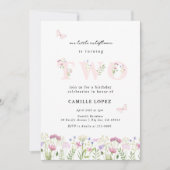 Invitation Aquarelle Petit Fleur sauvage 2e anniversaire (Devant)