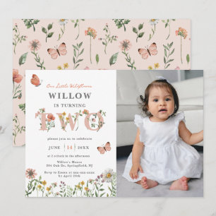 Invitation Aquarelle Petit Fleur sauvage 2e anniversaire