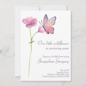 Invitation Aquarelle Petit Fleur sauvage Baby shower papillon (Devant)