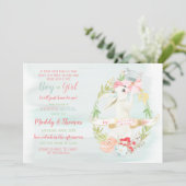 Invitation Aquarelle Petit Oiseau et lapin Révélation de genr (Debout devant)