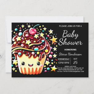Invitation Aquarelle Petite Cuisine Muffin Baby shower garçon