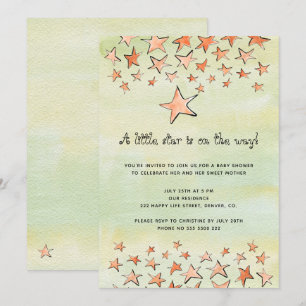 Invitation Aquarelle petite étoile en route baby shower