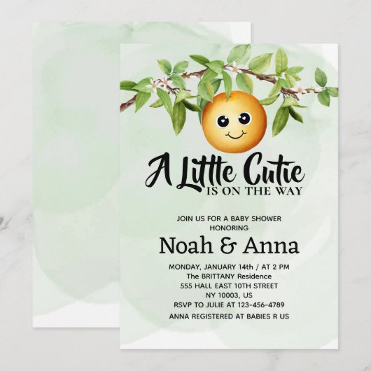 Invitation aquarelle petite mignonne sur le chemin baby showe (Devant / Derrière)