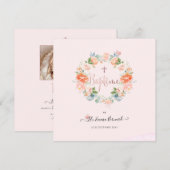 Invitation Aquarelle Petites Fluers Faire partie de Baptême (Devant / Derrière)