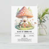 Invitation Aquarelle Petits Champignons Anniversaire (Debout devant)