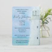 Invitation Aquarelle Phare blanc et mouettes (Debout devant)