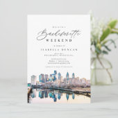 Invitation Aquarelle Philadelphia Pennsylvania City Skyline (Debout devant)