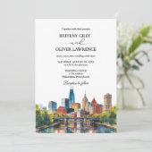 Invitation Aquarelle Philadelphia Pennsylvania Mariage (Debout devant)