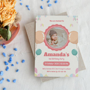Invitation Aquarelle photo bébé anniversaire