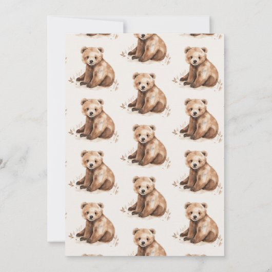 Invitation Aquarelle photo ours 1er anniversaire moderne (Dos)