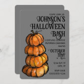 Invitation aquarelle pile de citrouilles (Devant / Derrière)