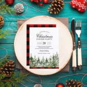 Invitation Aquarelle Pin Vert & Buffalo Rouge Plantés Dans