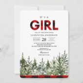 Invitation Aquarelle Pin Vert & Buffalo Rouge Plantés Dans (Devant)