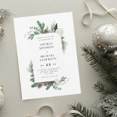 Invitation Aquarelle Pine Arbre Cadre Rustique Mariage d'hive