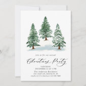 Invitation Aquarelle Pine Arbre Chic Noël Fête de Noël (Devant)
