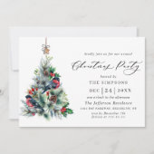 Invitation Aquarelle Pine Arbre Chic Noël Fête de Noël (Devant)