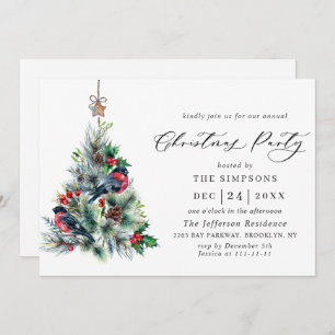 Invitation Aquarelle Pine Arbre Chic Noël Fête de Noël