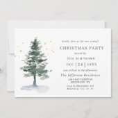Invitation Aquarelle Pine Arbre Chic Noël Fête de Noël (Devant)