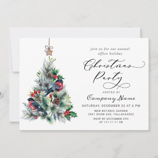 Invitation Aquarelle Pine Arbre Chic Noël Fête de Noël (Devant)