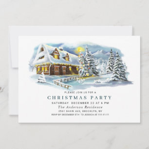 Invitation Aquarelle Pine Arbre Chic Noël Fête de Noël