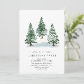 Invitation Aquarelle Pine Arbre Chic Noël Fête de Noël (Debout devant)