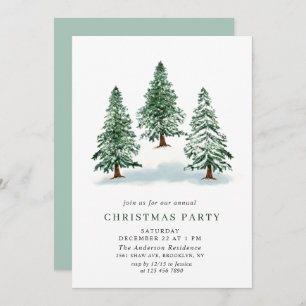 Invitation Aquarelle Pine Arbre Chic Noël Fête de Noël