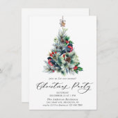Invitation Aquarelle Pine Arbre Chic Noël Fête de Noël (Devant / Derrière)