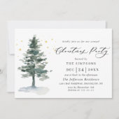 Invitation Aquarelle Pine Arbre Chic Noël Fête de Noël (Devant)