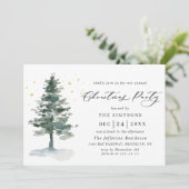 Invitation Aquarelle Pine Arbre Chic Noël Fête de Noël (Debout devant)