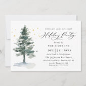 Invitation Aquarelle Pine Arbre Chic Noël Fête de Noël (Devant)