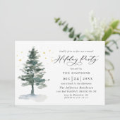 Invitation Aquarelle Pine Arbre Chic Noël Fête de Noël (Debout devant)