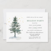 Invitation Aquarelle Pine Arbre Chic Noël Fête de Noël (Devant)