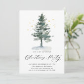 Invitation Aquarelle Pine Arbre Chic Noël Fête de Noël (Debout devant)