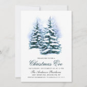 Invitation Aquarelle Pine Arbre Chic Noël Réveillon (Devant)