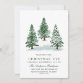Invitation Aquarelle Pine Arbre Chic Noël Réveillon (Devant)
