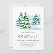 Invitation Aquarelle Pine Arbre Chic Noël Réveillon (Devant)