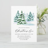 Invitation Aquarelle Pine Arbre Chic Noël Réveillon (Debout devant)