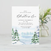 Invitation Aquarelle Pine Arbre Chic Noël Réveillon (Debout devant)