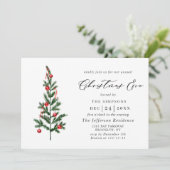 Invitation Aquarelle Pine Arbre Chic Noël Soir de Noël (Debout devant)