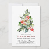Invitation Aquarelle Pine Arbre de Noël Brunch de Noël (Devant)