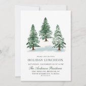 Invitation Aquarelle Pine Arbre de Noël Déjeuner (Devant)