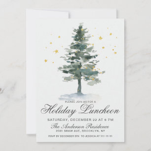 Invitation Aquarelle Pine Arbre de Noël Déjeuner