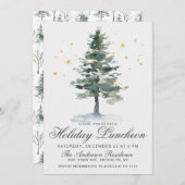 Invitation Aquarelle Pine Arbre de Noël Déjeuner (Devant / Derrière)