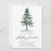 Invitation Aquarelle Pine Arbre de Noël Déjeuner (Devant)