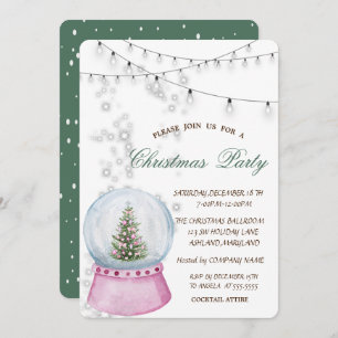 Invitation Aquarelle Pine arbre, Globe Christmas