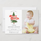 Invitation Aquarelle Pine Arbre Joyeux Petit Anniversaire Pho (Devant)