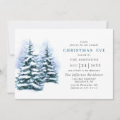 Invitation Aquarelle Pine Arbre Vacances NOËL EVE (Devant)